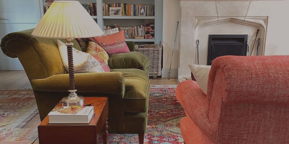 Handmade rug in a relaxed English country living room setting