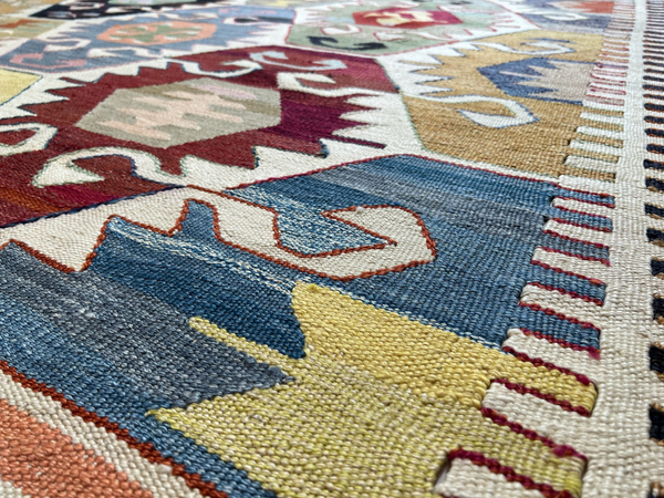 Large Vintage Yarn Kilim Rug