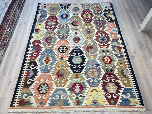 Large Vintage Yarn Kilim Rug